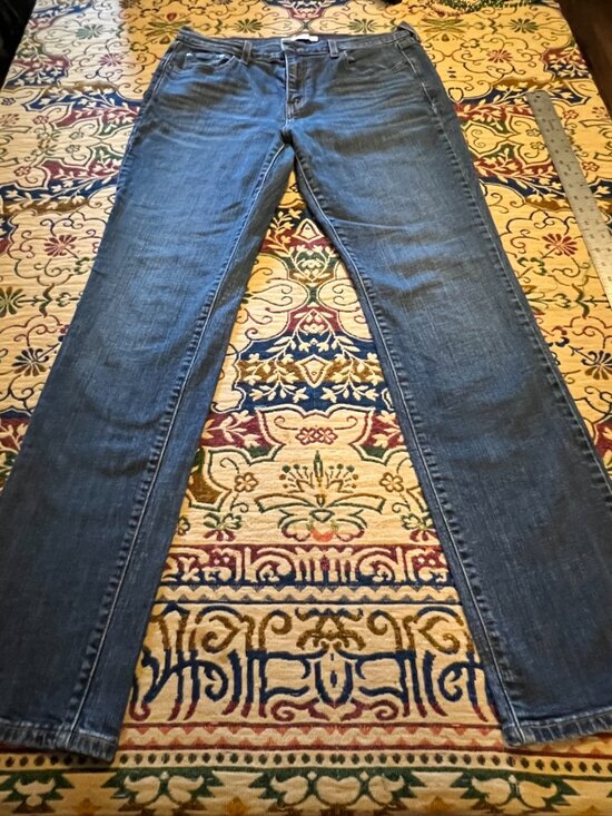 levi Denim - Levi's 505 Jeans Womens 14 Long Blue Denim Stretch Regular Fit Straight Leg